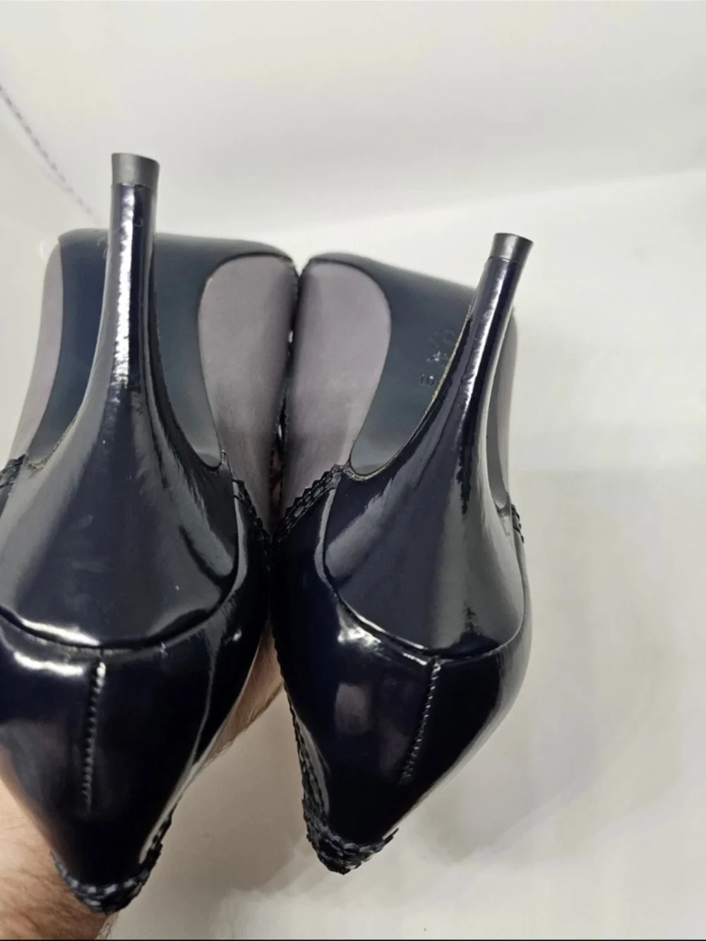 Tory Burch Black and Gray Pointed-Toe Mary Jane Heels